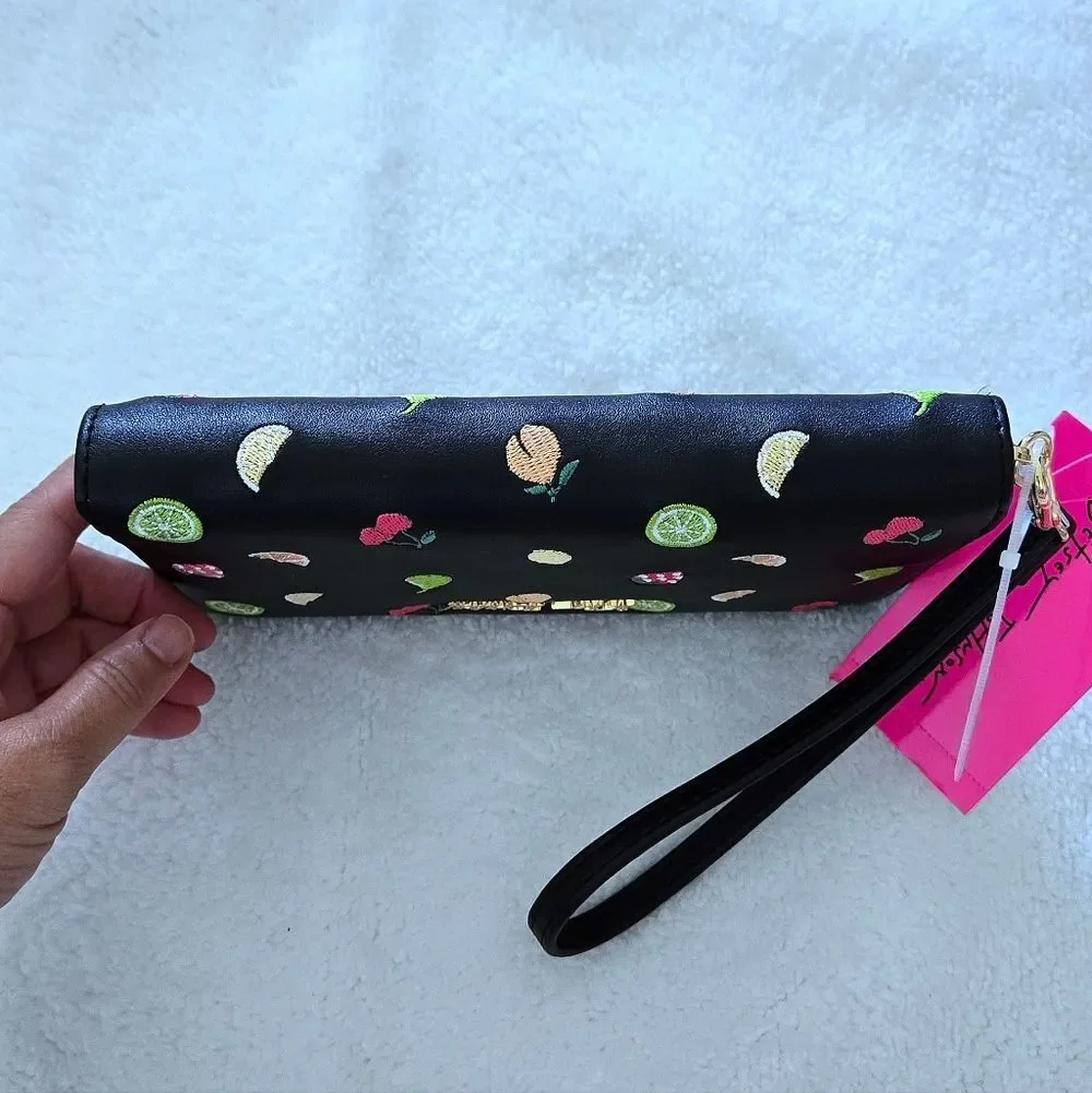 Betsey Johnson Fruits🍒🍐 XO Zip Around Wristlet - NWT